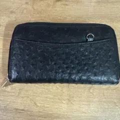 ノーブランド　ブラック長財布 エンボス加工