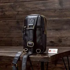 ワンショルダーバッグ ボディバッグ ウエストポーチ メンズ　ブラウン 黒ブラック