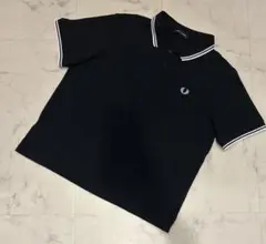 フレッドペリー 黒 ポロシャツ ストライプ襟