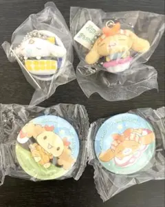 【新品未開封】シナモロールくら寿司ビッくらポン フィギュア&缶バッジ 4点セット