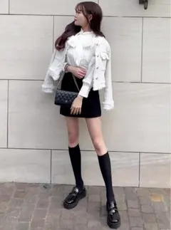 新品 インパン付き台形スカート ミニスカート グレイル