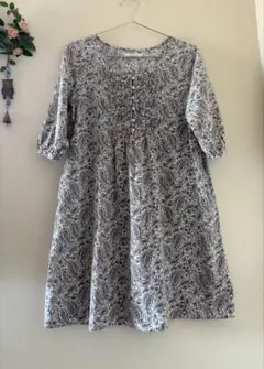chocol reffine robe 小花模様 七分袖 ワンピース M