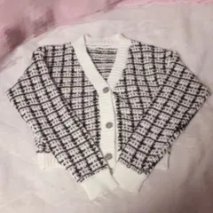 GRL チェック柄カーディガン×キャミソールニットアンサンブル at1928