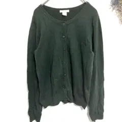 H&M (S)カーディガン トップス ダークグリーン ボタン付き