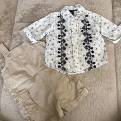 babyGap 花柄刺繍シャツとオーバーオールセット 6-12ヶ月　70