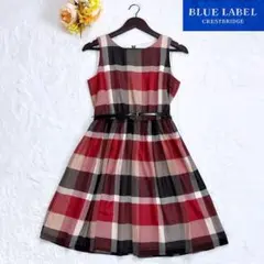 美品 BLUE LABEL CRESTBRIDGE ひざ丈 フレアワンピース M