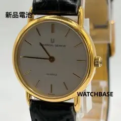 ユニバーサルジュネーブ 517.658 腕時計 クォーツ ゴールド レザー 黒のサムネイル