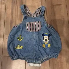 ミッキー刺繍デニムロンパース 80cm