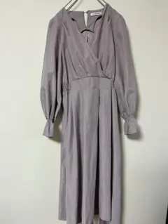 natural couture パープル ワンピース 長袖　カシュクールワンピ