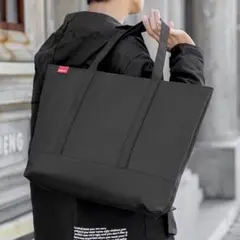 ブラック トートバッグ 大きい シンプル 無地 手提げ 肩掛け 大容量 収納力