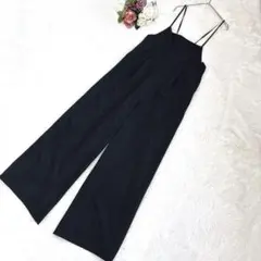 美品✨ジーユー（XL）キャミソールサロペットパンツ バックリボン ブラック 黒