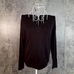 ✨GU✨ジーユー♡リブニット♡長袖♡Ｖネック♡ゆったり♡ブラック(XL)