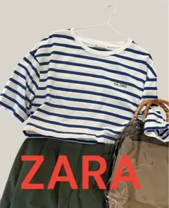 ZARA ストライプ クロップドTシャツ Mサイズ