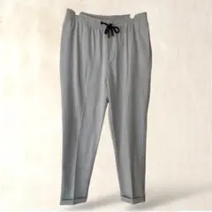 ZARA ザラ　カジュアルパンツ　M　ライトグレー　ストライプ柄　ウエストゴム