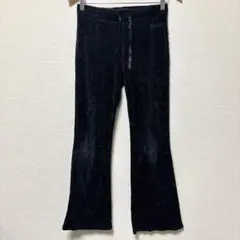 ヴィンテージ✨Y2K ベロアパンツ【14】黒 フレアパンツ ブーツカット 古着