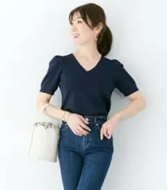liala×PG 吉田美紀 Vネックニット ネイビー　Sのサムネイル