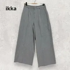 ikka ストライプワイドパンツ M グレー 美シルエット 綺麗め 休日コーデのサムネイル