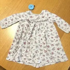 プチバトー花柄グレー長袖ワンピース95cm以下