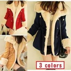 限定価格！Pコート レディース ショートコート ボア付き 裏キルティング