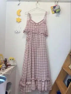 merry jennyチェックリボンキャミワンピース