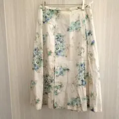 キース ひざ丈スカート フレアスカート 花柄 ホワイト LLサイズ