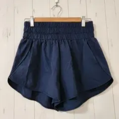 ​美脚♡ハイウエスト ランニングショーツ ネイビー L ヨガ ワークアウト 速乾