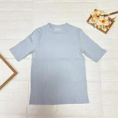 LOWRYS FARM ローリーズファーム 半袖 リブトップス ライトブルー M