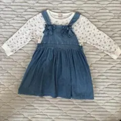 petit main 花柄ドッキングワンピース 100cm