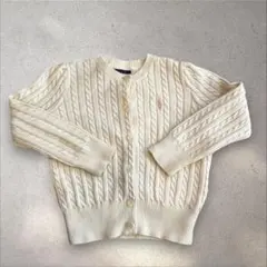 ポロ　ラルフローレン　ホワイト　ピンク　カーディガン　100