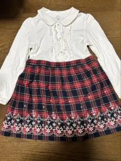 KIDSチェック柄フリルワンピース 130cmナチュラルビューティーベーシック