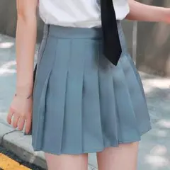 レディースプリーツスカート 大きいサイズ グレー灰 インナーパンツ ミニ XL