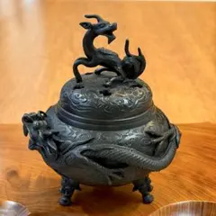 ✨大型・高岡銅器系作風｜鯉図 金属製装飾壺｜金彩・立体彫刻｜極上