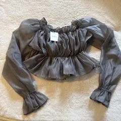 GRL フリル付き長袖トップス F グレー