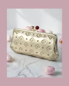 ♥♣♦♠perche 桜スタッズアクリル玉がま口長財布 　ゴールドのサムネイル