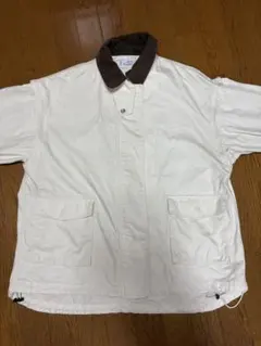 レイジブルー　2wayハンティングジャケット　ホワイト ブラウン 襟コーデュロイ