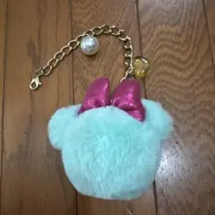 ミントグリーン ファー リボン キーホルダー