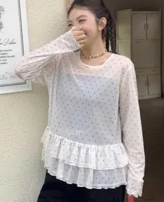 shein ドット　シアートップス　フリルのサムネイル