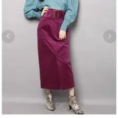 リリーブラウン　コーデュロイ タイトスカート パープル