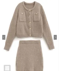 GRL ラメフェザーニットカーディガン×ミニスカートセットアップ[kz617]