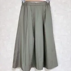 GU フレアスカート レディース M カーキ ロングスカート ウエストゴム A