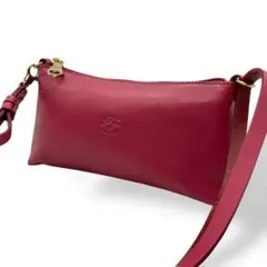 美品 1725 IL BISONTE ショルダーバッグ 2way レザー ピンク