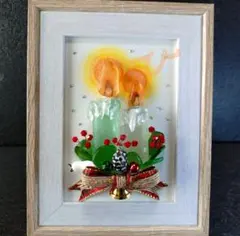 №95シーグラスアート クリスマス　ろうそく　キャンドル