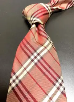 難あり格安　バーバリー　ノバチェック　ネクタイ　レッド