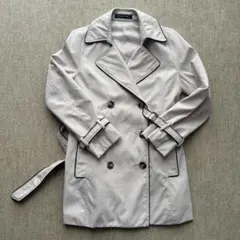 パイピングデザイン トレンチコート ミドル丈 M ベージュ 美品