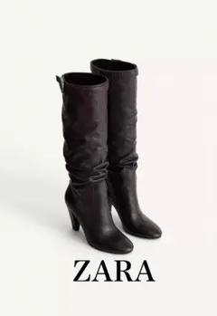 新品　ZARA SRPLS レザーストラップ付きハイヒールブーツ　59990円