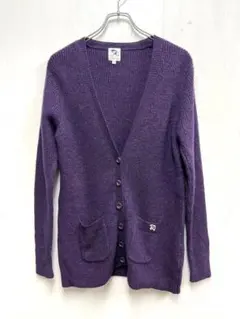 古着 アーノルドパーマ ニットカーディガン レディース 紫 ロゴ ふっくら 3号