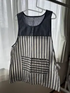 ストライプエプロン M~Lサイズ　美品