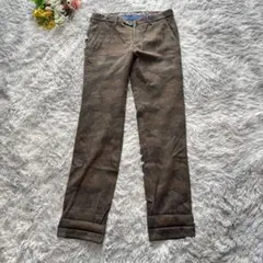 ムッシュニコル　ウールパンツ　【L】　ブラウン　迷彩柄　ストレート　ロールアップ