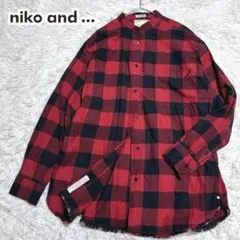 ニコアンド ノーカラーチェックシャツ nikoand