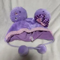 ディズニー　ミニーちゃん　ファンキャップ　被り物　紫